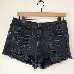 American Eagle Vintage High-Rise Festival Black Jean Shorts Cut-Off Denim 8